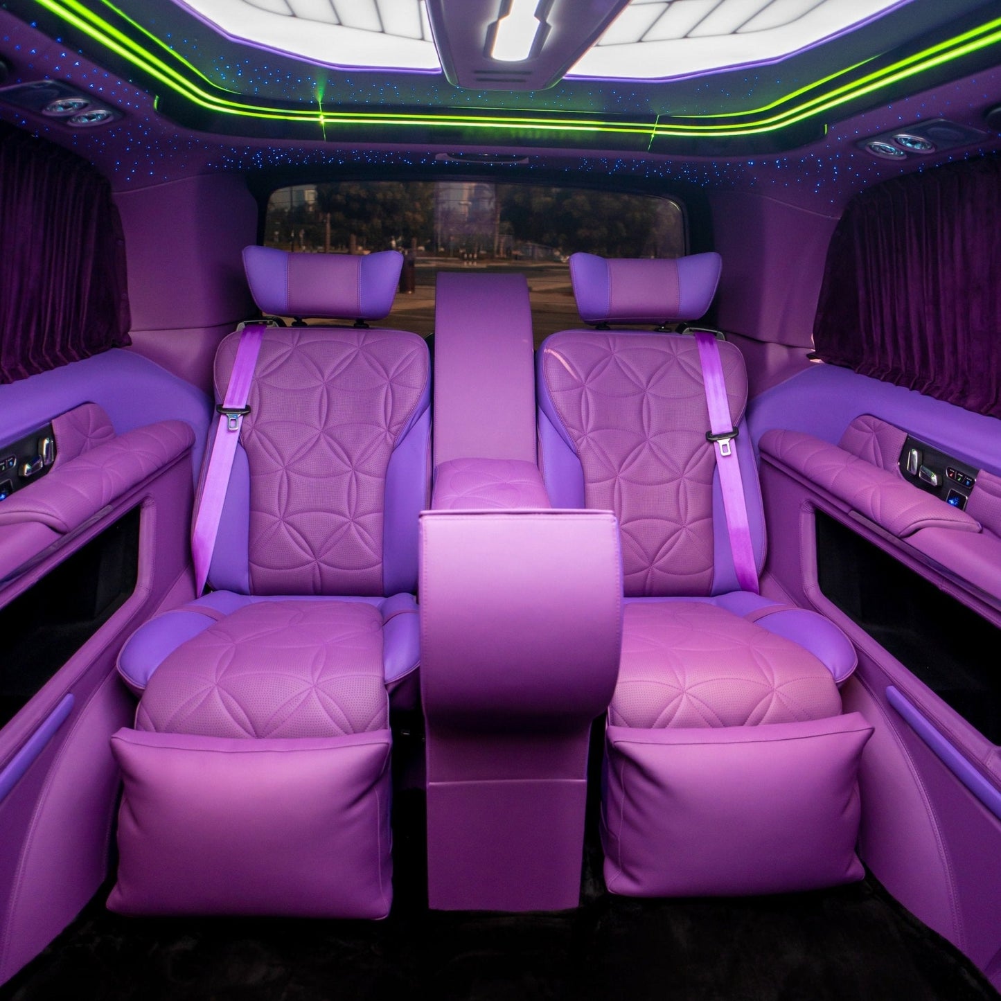 Leather VIP seats inside Maybach Lavender Edition V-Class van