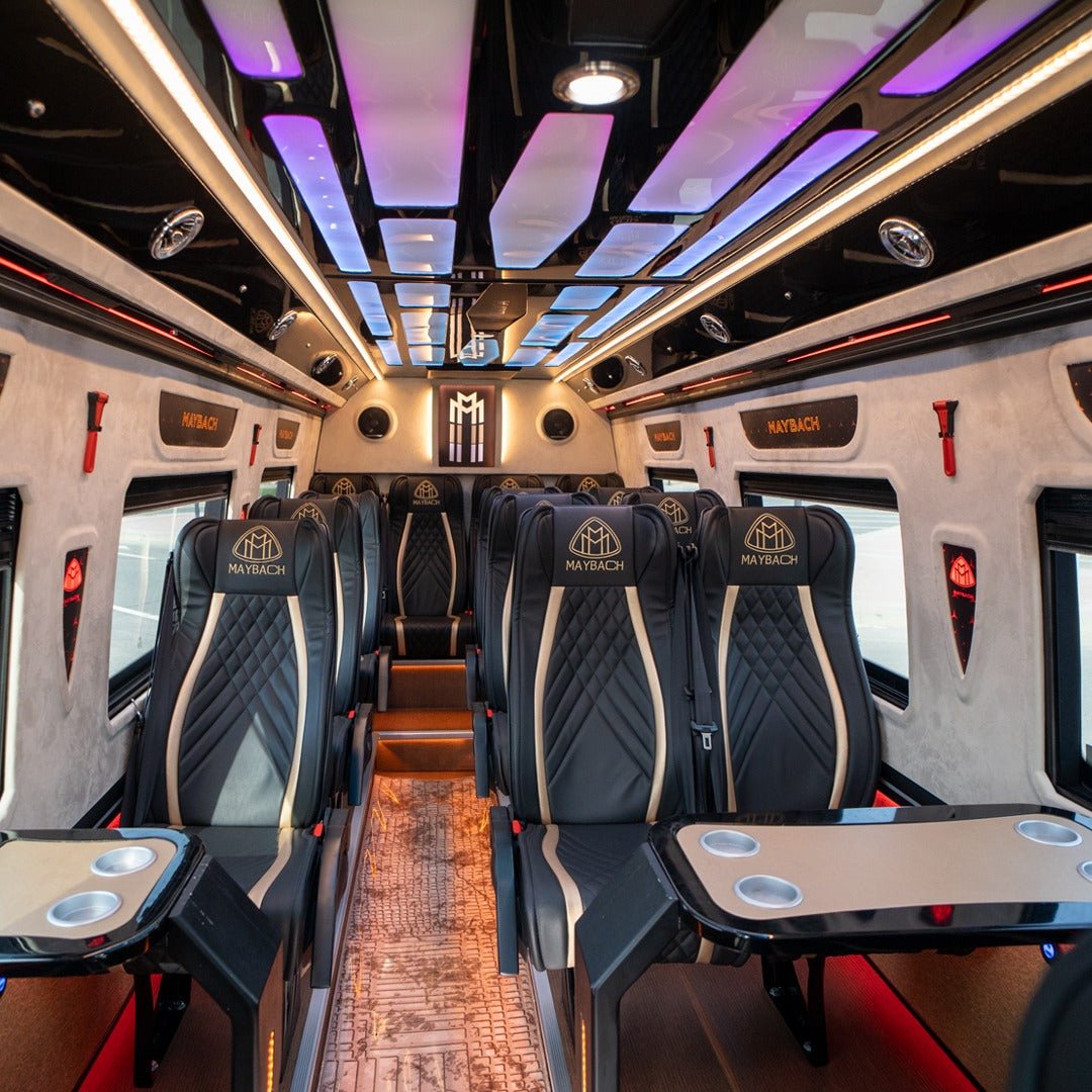 Reclining leather VIP seats in Maybach Sprinter 16 interior