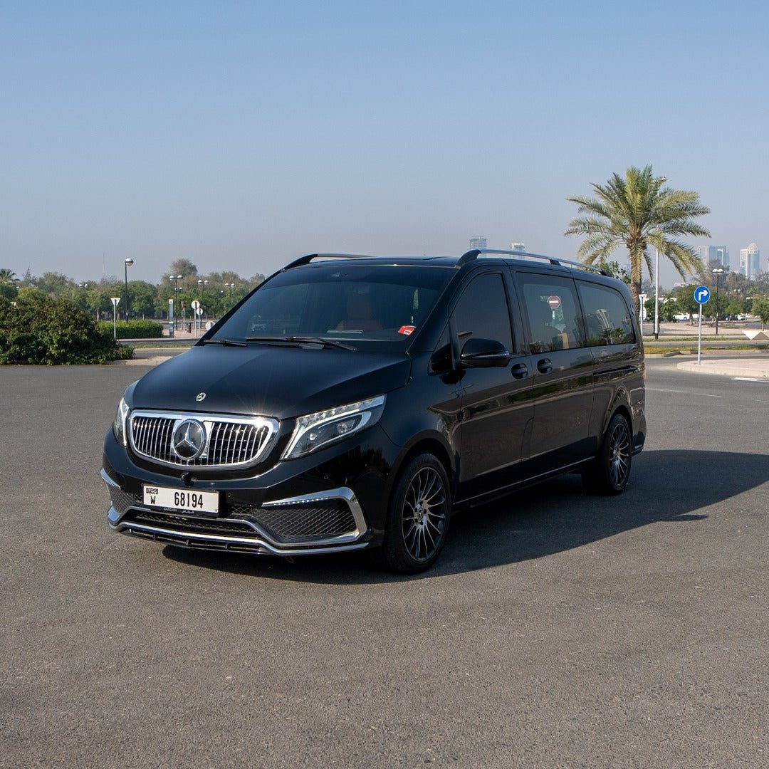 Front view of V-Class Imperial Mercedes VIP van in Dubai