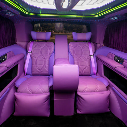 Leather VIP seats inside Maybach Lavender Edition V-Class van