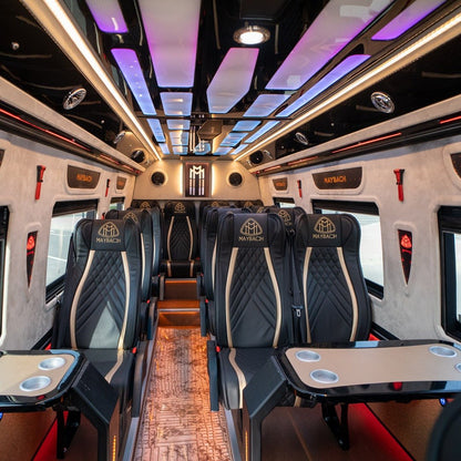 Reclining leather VIP seats in Maybach Sprinter 16 interior