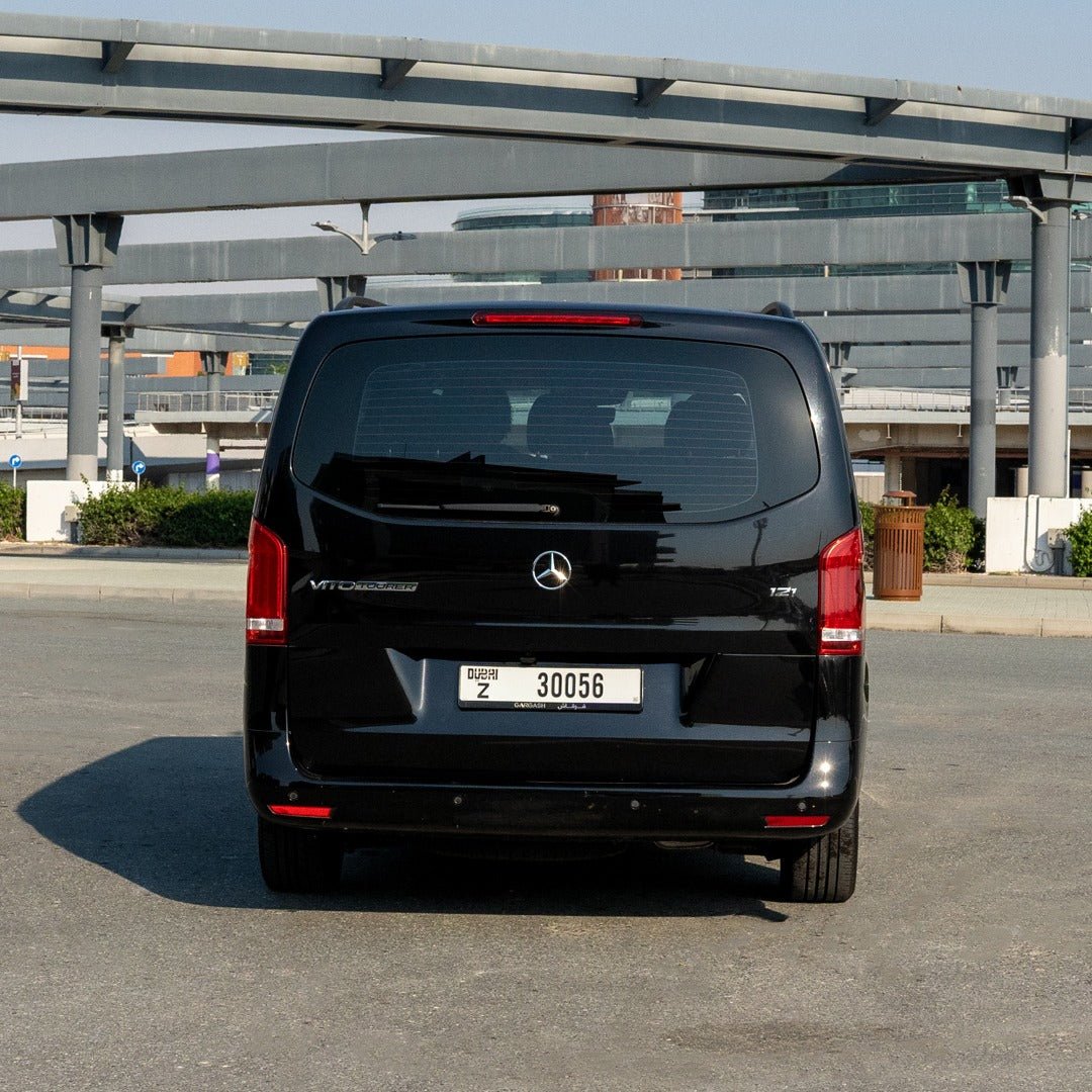 Stylish Interior of Mercedes Vito Black V-Class for Chauffeur Service in Dubai