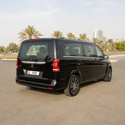 V250 Elite Mercedes V-Class parked at luxury hotel entrance in Dubai
