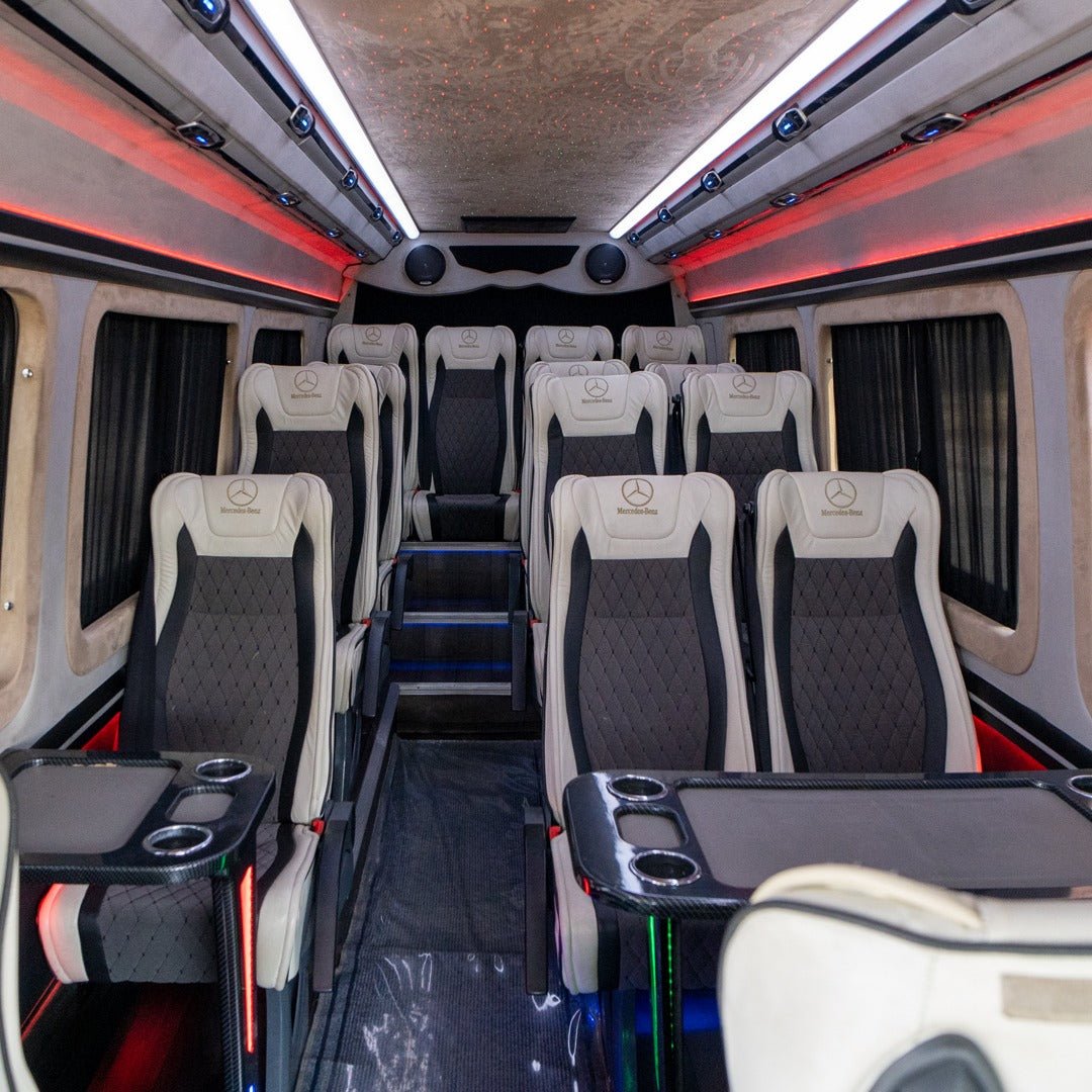 Ambient lighting in VIP Sprinter 16 seater interior