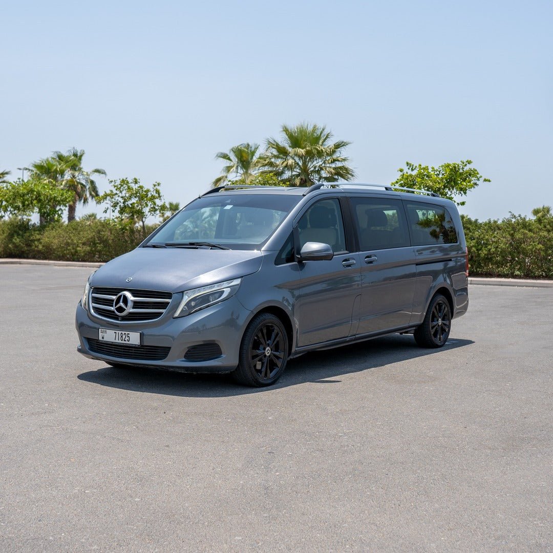 Front view of gray Mercedes Vito Executive van in Dubai